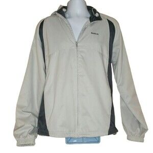 Reebok Gray Hooded Windbreaker Mens Size Medium